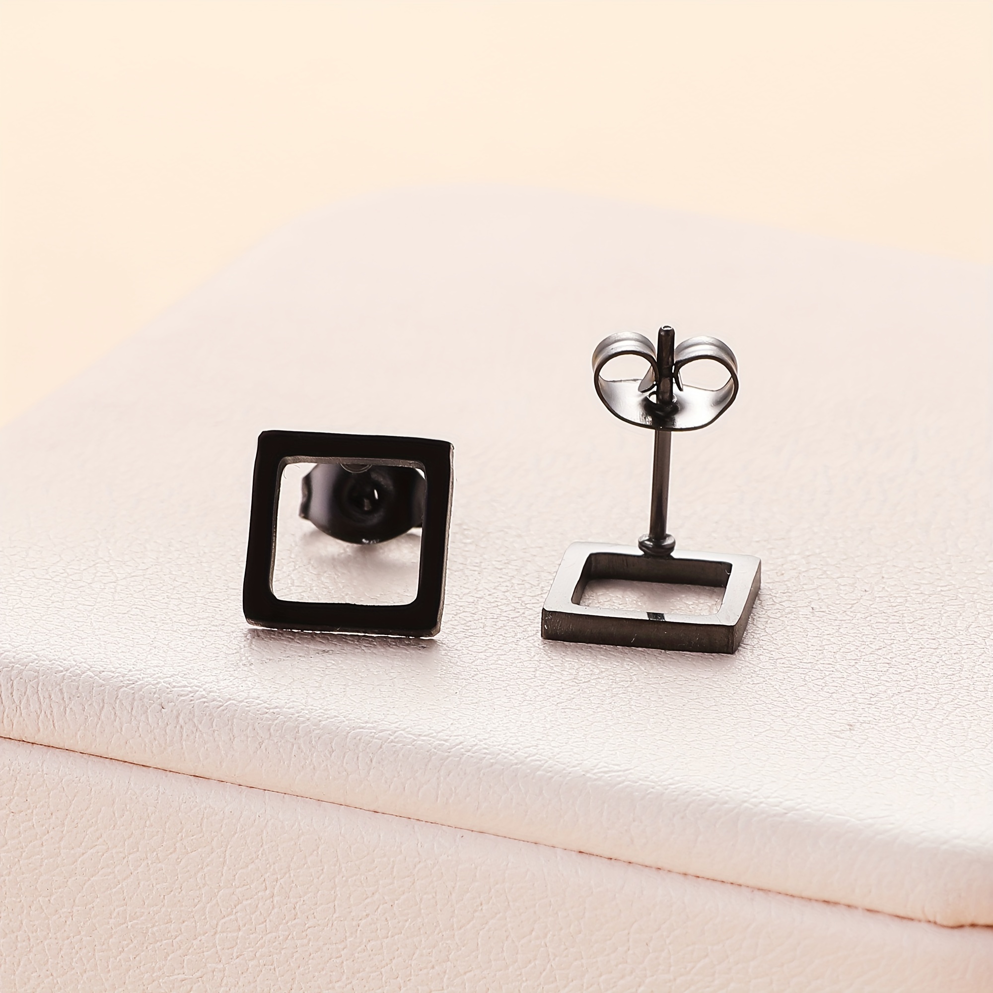 Square Stud Earrings Set Stainless Steel Hypoallergenic for Women